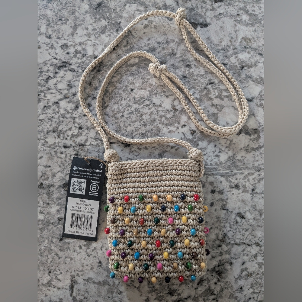 The Sak Purse Crossbody Bag Multi Color Josie Mini Hand Crochet Beaded Bag NWT - Picture 7 of 9